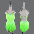 Latin Dance Dress Sling fringe Skirt Diamond Competition Clothing High-End Custom Adult Child Professional Performance Clothes.