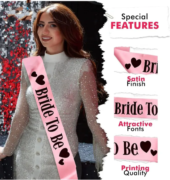 %C2%A0Bride%20to%20Be%20Satin%20Sash%20Bachelorette%20Party%20Bridal%20Shower%20Wedding%20Decorative%20Signs%20Accessories%20(Pink)%20-%20Image%203