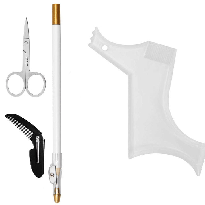 4Pcs%20Set%20Beard%20Shaping%20Kit%20Multi-Curve%20Hairline%20Template%20Beard%20Comb%20Pencil%20Scissors%20Barbershop%20Accessories%20Beard%20Styling%20Tool%20-%20Image%203