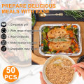 50 Pcs Tin Foil Tray Aluminum Foil Trays Reusable Foil Baking Pans Disposable Food Container Non-Stick BBQ Trays for Cooking BBQ.