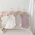 INS summer baby pit lace double button sling jumpsuit, baby girl simple and comfortable jumpsuit.