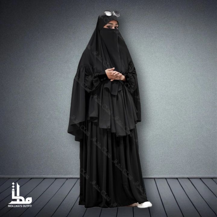 Al - Aysha set, Best premium quality avaya for women, black borka stylish & full coverage muslim outerwear