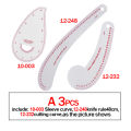 QJH Fashion Clear Metric Sewing Ruler Set, French Curve Pattern Making Ruler Kit for Beginners Tailors Designers (3-Piece Set). 