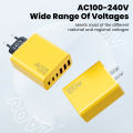 120W 6 Ports 3USB+3Type C Mobile Phone Charger Type C USB A Super Charge Adapter For Huawei Xiaomi Samsung Iphone 16 15 Devices.