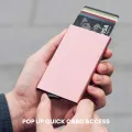Slim Pop Up Wallet Minimalist Credit Card Holder For Men Women RFID Blocking Mini Metal Case. 