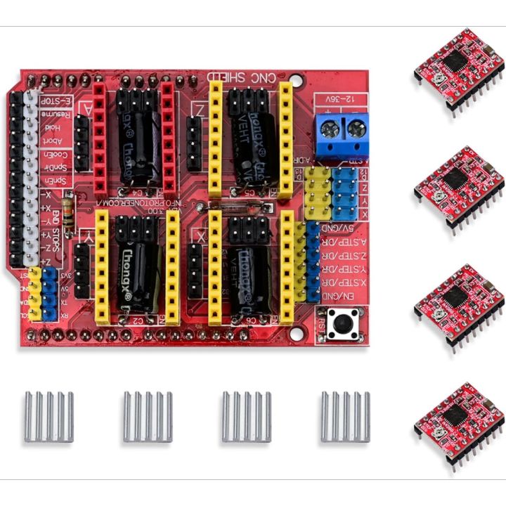 Arduino CNC Shield Expansion Board V3.0 with A4988 Stepper Motor Driver for Engraver 3D Printer.For robotics and robotic arm