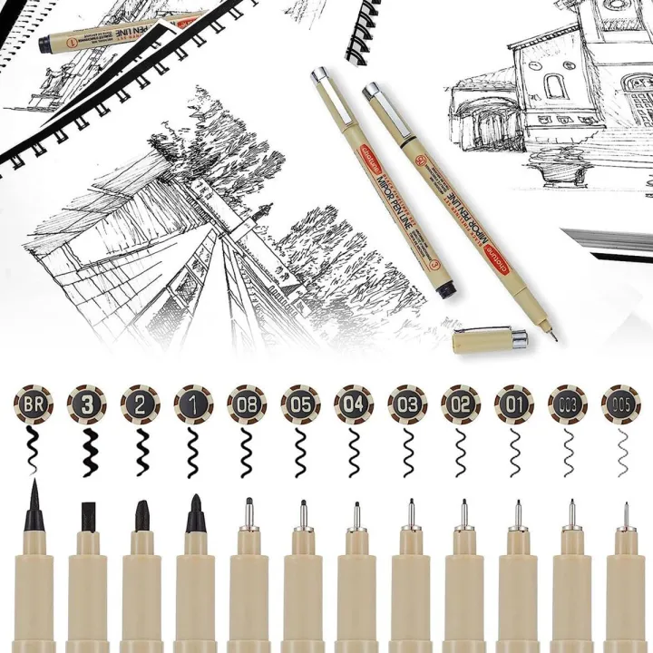 12/9/4Pcs%20Markers%20Micro%20Pen%20Kawaii%20Manga%20Hand-painted%20Drawing%20Hook%20Line%20Pen%20Fastdry%20Waterproof%20Sketching%20for%20Art%20Sketch%20Supplies%20-%20Image%203