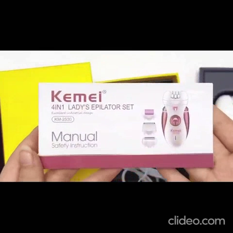 kemei km-2530 4 in 1 rechargeable lady epilator hair shaver electric hair removal depilador callus dead skin remover foot care tool