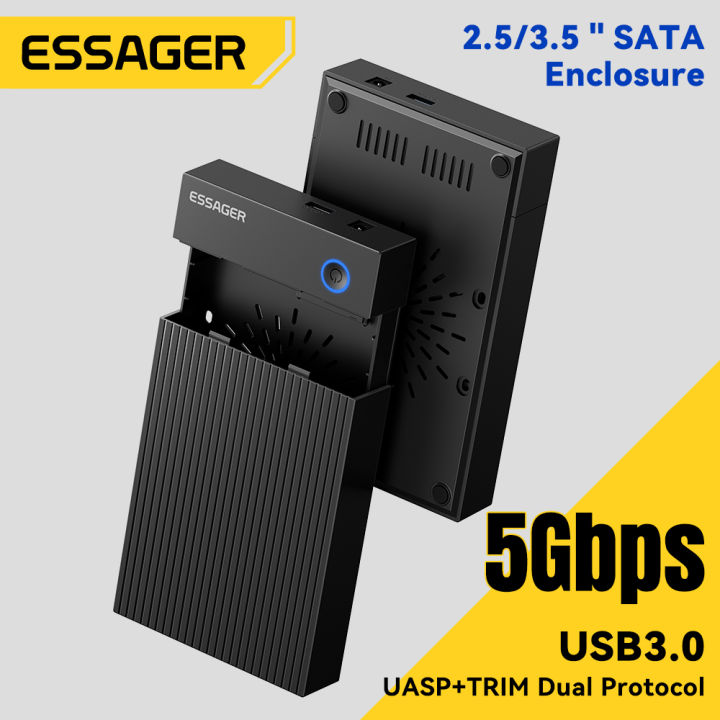 Essager 3.5-inch SATA 3.0 Hard Drive Enclosure Dock 5Gbps USB3.0 UASP+TRIM Tool-Free External Case For 2.5/3.5 Inch SATA HDD/SSD