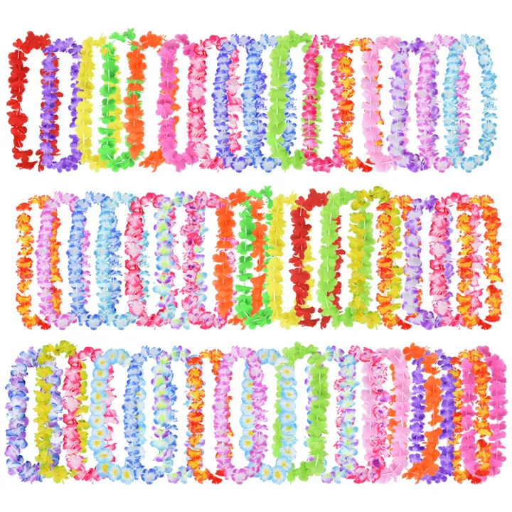 10/20/50pcs%20Hawaiian%20Flower%20Wreath%20Necklace%20Summer%20Tropical%20Birthday%20Party%20Decoration%20Luau%20Wedding%20Artificial%20Flower%20Garland%20Lei%20-%20Image%207