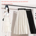 A-line Skirt High Waist Casual Slimming Cake Skirt Versatile Mid Length Dress Youthful Women New In Clothes Sweet Black Trend. 