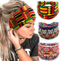 African Pattern Print Twist Elastic Hair Band Wide Hairbands Bandana Turban Knot Headwrap Fashion Cotton Stretch Headband.