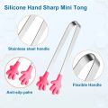 5PCS Mini Tong, Hand Shape Silicone Food Tongs, 5Inch Kid Tongs for Sugar Cubes Kitchen Tongs Perfect for Kids.