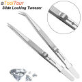 Stainless Steel Precision Tweezers Adjustable Slide Lock Antistatic Jewelry Eyebrow Craft For Electronic Component Repair Tools. 