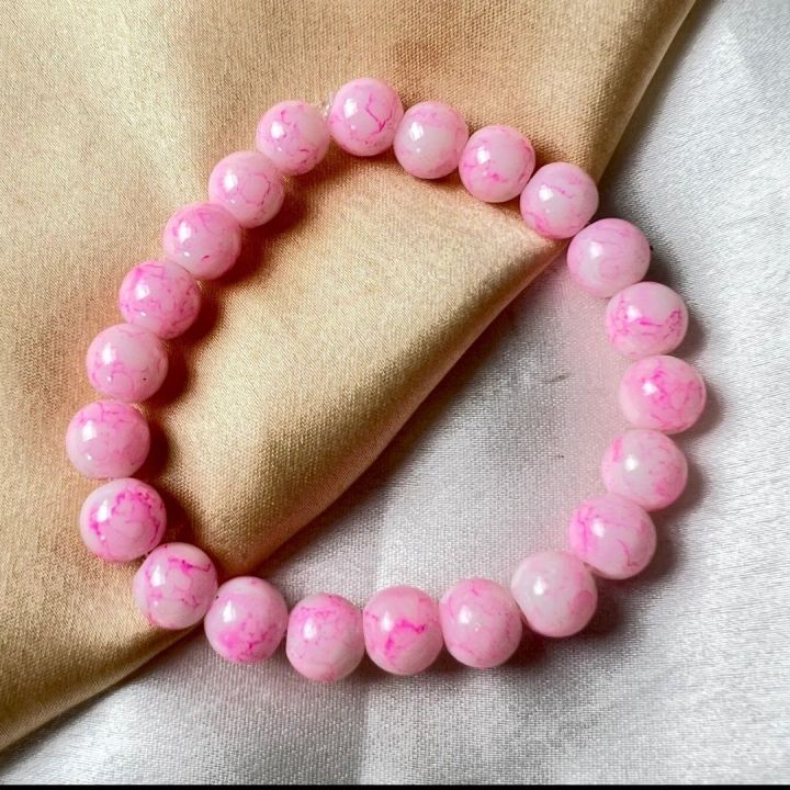 Pink Marble beaded Bracelet (Two in one pack)