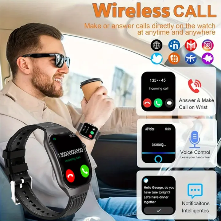 LAXASFIT%20New%20Slim%20Smart%20Watch%20Men's%202.01-inch%20AMOLED%20Curved%20Display%20Bluetooth%20Talk%20Sports%20Fitness%20Tracking%20Smartwatch%20Women's%20-%20Image%203