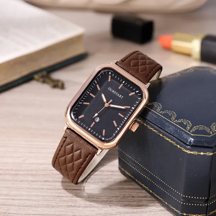 Square%20Women's%20Watch,%20Quartz%20Diamond%20Patterned%20Belt,%20Calendar%20Watch,%20Women's%20Watch%20-%20Image%202