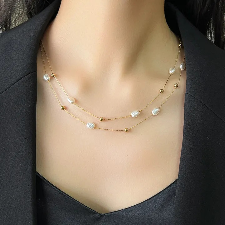 Yupsk%20316L%20Stainless%20Steel%20Double%20Layer%20Pearl%20Choker%20Necklace%20for%20Women%202in1%20Chains%20Necklaces%20Bridal%20Wedding%20Party%20Jewelry%20-%20Image%205