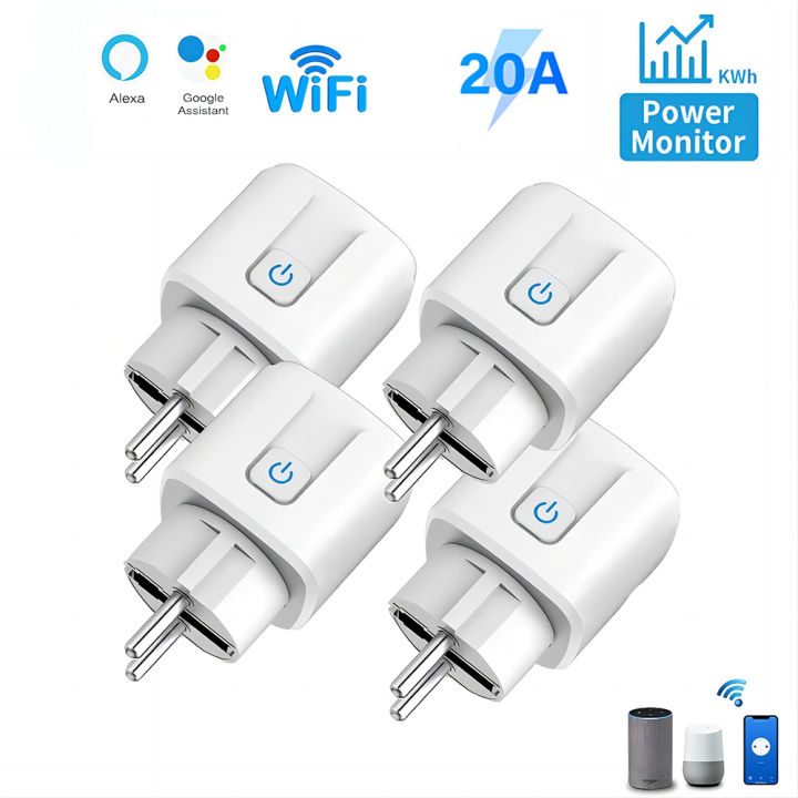 Tuya Smart Wifi Socket 16A/20A EU Smart Plug With Power Monitoring Smart Life APP Remote Control Support  Assistant Alexa