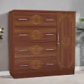 Furnisha Florina CNC Design Cupboard Wardrobe, Chest of 4 Drawers with 1 Clothes Hanging Space Storage Wardrobe, Storage Organizer Unit for Bedroom, Hallway, Entryway, Easy Pull Drawers, 48/48'.