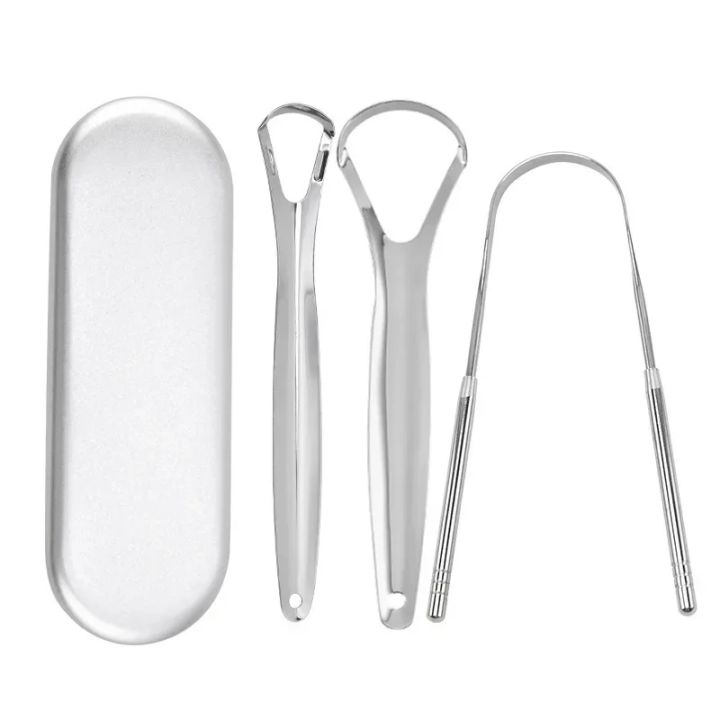 Premium 1pcs/3pcs Metal Tongue Scraper Cleaner for Adults & Kids Portable Stainless Steel Tongue Scrapers Brushes for Removing