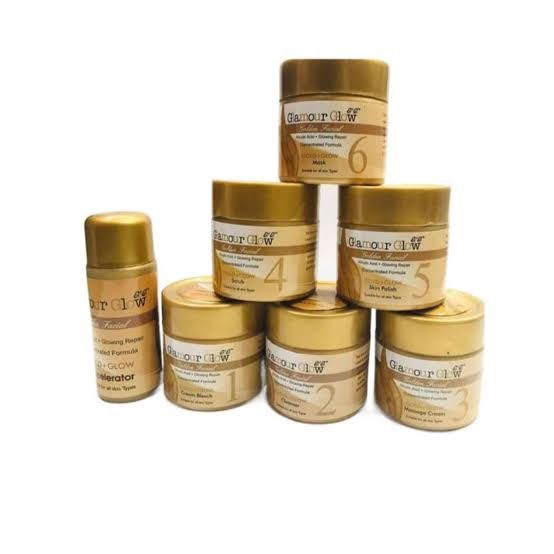 Glamour Glow 24K gold 6 steps complete urgent whitening facial kit for Girls