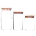 3 Set Of Small Medium Big Size Glass Storage Jar Canister Set with Bamboo Lid. 