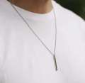 Fashion frill Men's & Girl's Jewellery 3D Cuboid vertical Bar/Stick Stainless steel Black Silver Golden Locket pendants Necklace. 