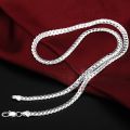 Silver Color  8/16/18/20/22/24 Inch 6mm Side Chain Necklace Bracelet For Woman Men Fashion Charm Wedding Jewelry. 