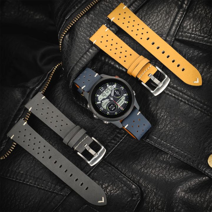 Breathable Leather Quick Release Watch Strap 20mm 22mm Cowhide Band Available Black Green Brown Yellow Unisex Watchbands
