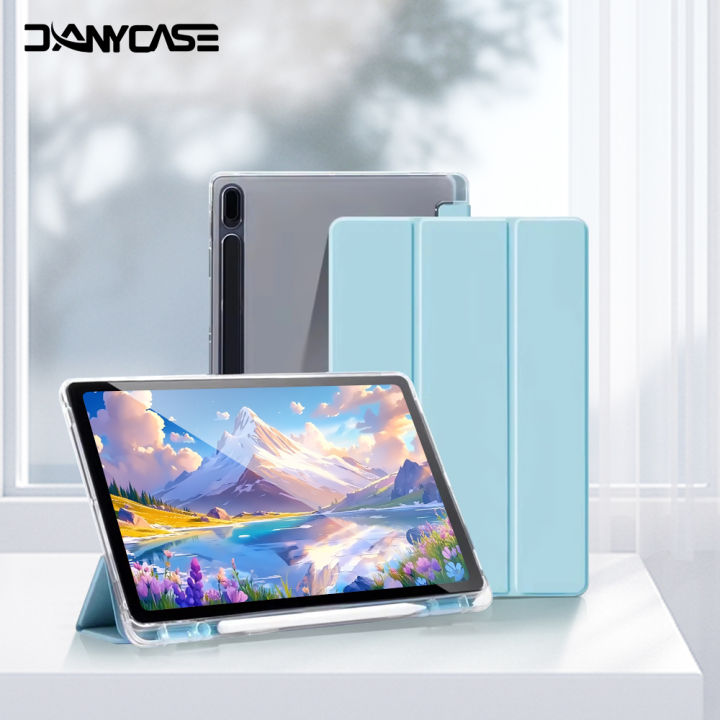 Case for   Tab S9 FE 11 S8 S7 Plus FE 12.4in S6 Lite Transparent Back Tablet Cover for Tab with Pencil Holder