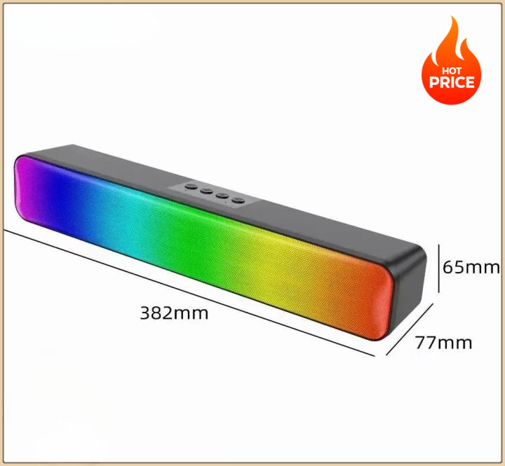 RGB Soundbar Bluetooth Speaker, Long Strip Desktop Speaker with Bass ...