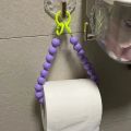 Chic Pink Beaded Toilet Paper Holder & Phone Chain - Punch-Free, Wall-Mounted Organizer For Bathroom And Office Decor. 