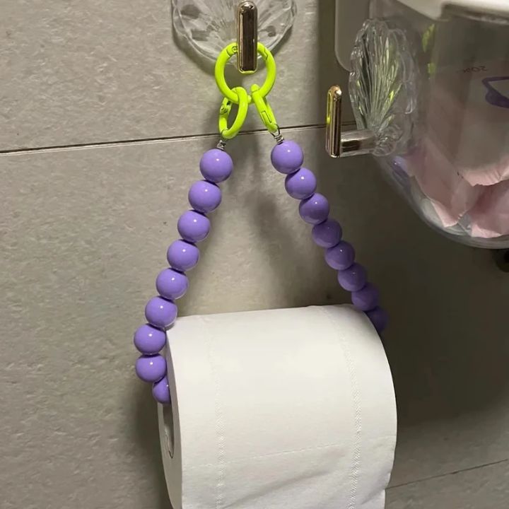 Chic%20Pink%20Beaded%20Toilet%20Paper%20Holder%20&%20Phone%20Chain%20-%20Punch-Free,%20Wall-Mounted%20Organizer%20For%20Bathroom%20And%20Office%20Decor%20-%20Image%203