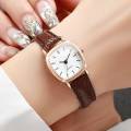 Fashion Minimalism Small Square Women Watches Leather Strap Quartz Watch for Womens Clock Reloj Mujer（Without Box）. 