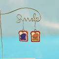 1 Pair Cute Toast Drop Earrings, Hand-Painted Resin Material, The Best Gift for Girls on Christmas, New Year and Birthdays.. 