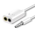 3.5 mm 1 Male To 2 Female Audio Splitter jack Cable - White. 
