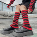 Lolita Long Socks Women's Leg Warmers Red Black Strip Arm Warmer Keep Sleeve Autumn Winter Crochet Socks Boot Cuffs Accessories. 