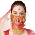 Women Belly Dance Tribal Face Veil Halloween Costume Accessory Beaded Masquerade Mask India Dance Outfit Sexy Arabic Princess. 