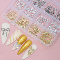 96/50Pcs 3D Bowknot/Ribbon Metal Nail Art Charms Sliver/Gold Alloy Bows Nails Rhinestones Decor Luxury DIY Manicure Accessories.