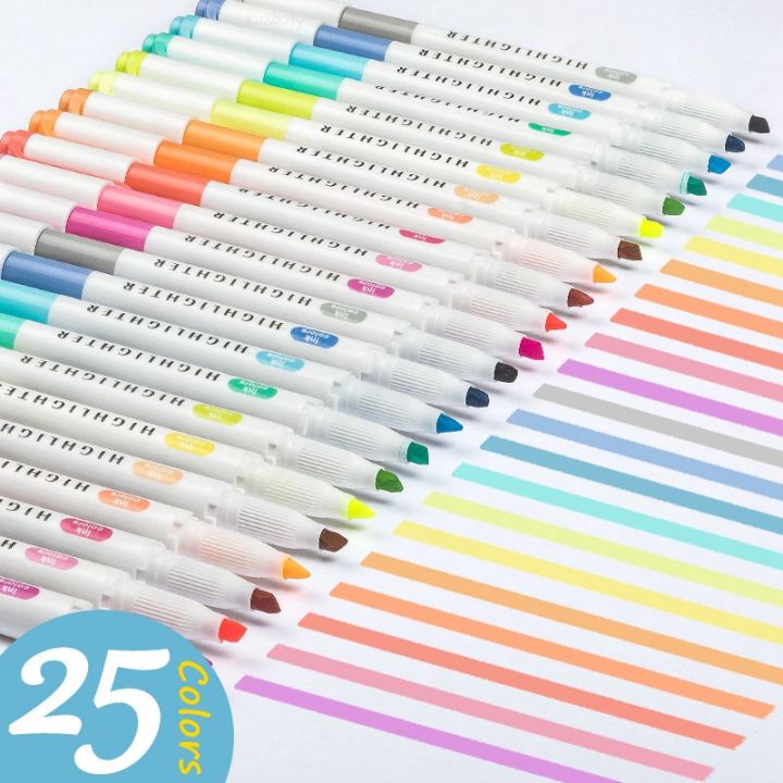 5/10 Colors Double Headed Highlighter Pen Art Markers Kawaii Japanese