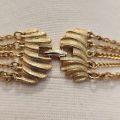 Vtg Gold Tone Locket Necklace 5 Strand Layered Chain Pendant 60s 70s Estate Read. 