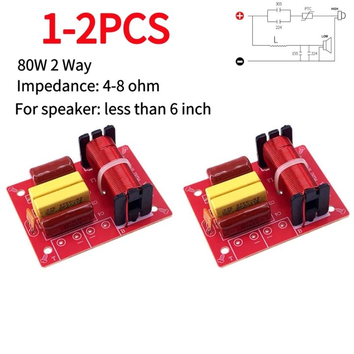 Speaker Frequency Divider Stereo Crossover WEAH-234 80W 2 Way Speaker Frequency Divider Audio Treble Bass Filter