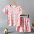 2-Piece Children's Summer Cute cartoon Printed Short-Sleeved Shorts Set for Boys and Girls Casual and Comfortable T-Shirt Shorts. 