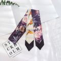 2021 New Summer 130*7 Ins Small Hairband Lovely Print Long Silk Scarf Wrist Ribbon Skinny Scarf For Women. 