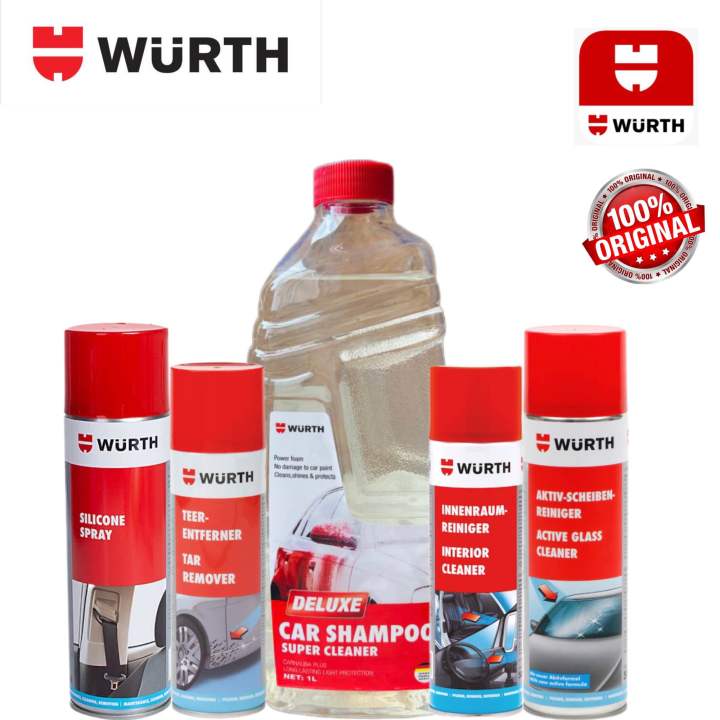 WURTH New Car Care Kit car shampoo,TAR remover,glass Cleaner,Silicone spray and Interior Cleaner