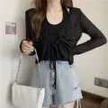 H & H🌞"Ready to send" long-sleeved cardigan with unique drawstring details (12336). 