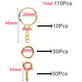 110Pcs Keychain Open Jump Rings Eye Pins Jewelry Making Accessories Kits for DIY Epoxy Resin Key Chain Key Ring Pendants. 