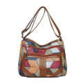 Women's  Crossbody Shoulder Bag, Lightweight Geometric Pattern, Multi-Layer Design, Secure Zipper Closure, Colorful Accessories. 