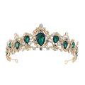 Pink Green Red Blue Luxury Crystal Baroque Tiara Headbands Wedding Queen Crown For Women Bridal Prom Hair Accessories. 